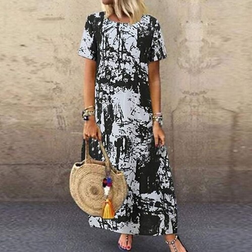 Women's Shift Dress Maxi long Dress Black Short Sleeve Tie Dye Print Spring Summer Crew Neck Casual Vintage 2022 S M L XL XXL 3XL 4XL 5XL
Women's Shift Dress Maxi long Dress Black Short Sleeve Tie Dye Print Spring Summer Crew Neck Casual Vintage 2022 S M L XL XXL 3XL 4XL 5XL