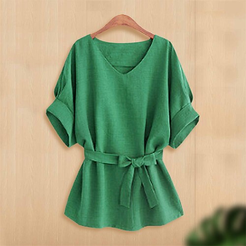 Women's Plus Size Tops Blouse Shirt Plain Lace up Half Sleeve V Neck Streetwear Daily Going out Polyester Spring Summer Green Navy Blue
Women's Plus Size Tops Blouse Shirt Plain Lace up Half Sleeve V Neck Streetwear Daily Going out Polyester Spring Summer Green Navy Blue
