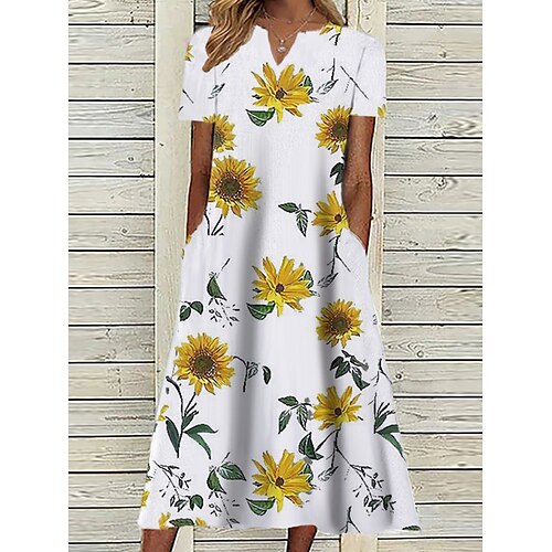 Women's Casual Dress Midi Dress Beige White Short Sleeve Floral Pocket Spring Summer V Neck 2022 S M L XL XXL 3XL
Women's Casual Dress Midi Dress Beige White Short Sleeve Floral Pocket Spring Summer V Neck 2022 S M L XL XXL 3XL