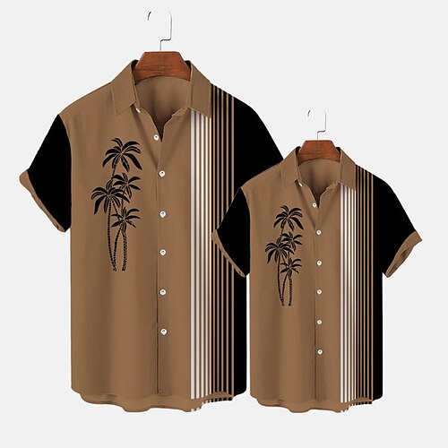 Dad and Son Shirt Tops Coconut Tree Striped Street Print Khaki Short Sleeve 3D Print Active Matching Outfits / Spring / Summer / Casual
Dad and Son Shirt Tops Coconut Tree Striped Street Print Khaki Short Sleeve 3D Print Active Matching Outfits / Spring / Summer / Casual