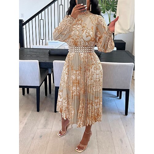 Women's A Line Dress Midi Dress Yellow Pink Green Long Sleeve Geometric Pleated Fall Winter Autumn High Neck Winter Dress Fall Dress 2023 S M L XL
Women's A Line Dress Midi Dress Yellow Pink Green Long Sleeve Geometric Pleated Fall Winter Autumn High Neck Winter Dress Fall Dress 2023 S M L XL