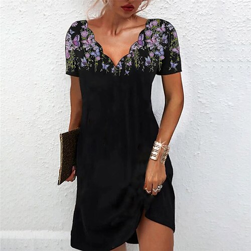 Mujer Vestido informal Mini vestido Negro Manga Corta Floral Estampado Primavera Verano Escote en Pico Vacaciones 2023 S M L XL XXL 3XL
Mujer Vestido informal Mini vestido Negro Manga Corta Floral Estampado Primavera Verano Escote en Pico Vacaciones 2023 S M L XL XXL 3XL