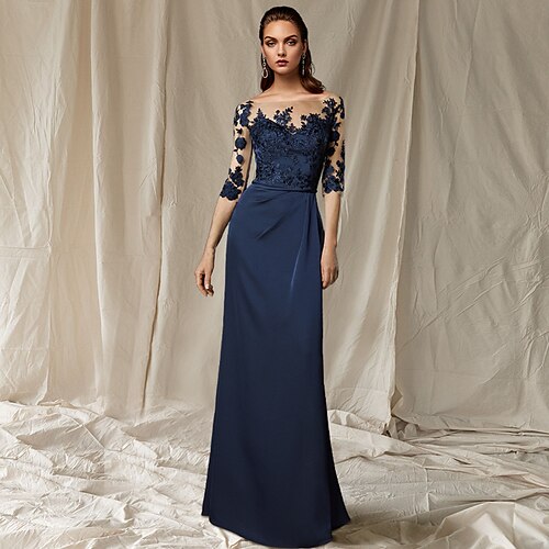 Sheath / Column Mother of the Bride Dress Plus Size Elegant Jewel Neck Sweep / Brush Train Chiffon Half Sleeve with Appliques 2022
Sheath / Column Mother of the Bride Dress Plus Size Elegant Jewel Neck Sweep / Brush Train Chiffon Half Sleeve with Appliques 2022