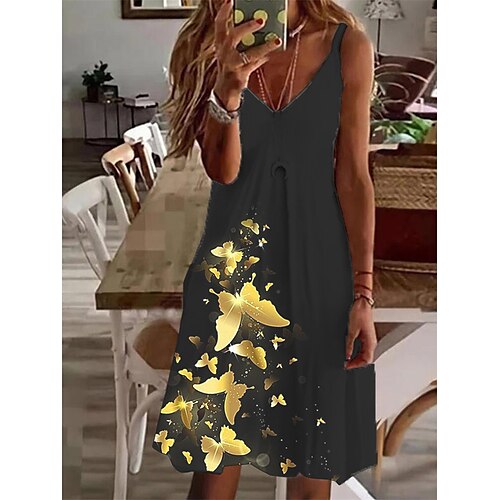 Women's Shift Dress Short Mini Dress Black Sleeveless Butterfly Animal Print Spring Summer Spaghetti Strap Casual Vacation 2022 S M L XL XXL 3XL
Women's Shift Dress Short Mini Dress Black Sleeveless Butterfly Animal Print Spring Summer Spaghetti Strap Casual Vacation 2022 S M L XL XXL 3XL