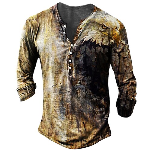 Men's T shirt Tee Henley Shirt Tee Graphic Eagle Henley Brown 3D Print Plus Size Outdoor Daily Button-Down Print Clothing Apparel Basic Designer Classic Comfortable / Sports
Men's T shirt Tee Henley Shirt Tee Graphic Eagle Henley Brown 3D Print Plus Size Outdoor Daily Button-Down Print Clothing Apparel Basic Designer Classic Comfortable / Sports