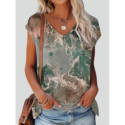 Women's T shirt Tee Gray Graphic Geometric Print Short Sleeve Daily Boho V Neck Regular Geometric Painting S / 3D Print
Women's T shirt Tee Gray Graphic Geometric Print Short Sleeve Daily Boho V Neck Regular Geometric Painting S / 3D Print