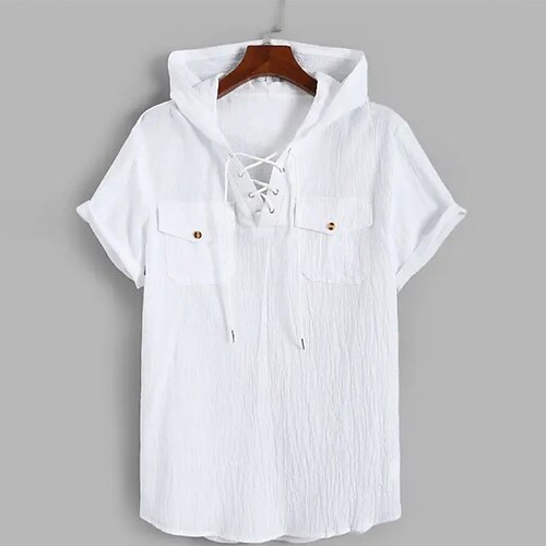 Men's Shirt Solid Color V Neck Street Casual Drawstring Short Sleeve Tops Designer Casual Fashion Breathable White / Summer
Men's Shirt Solid Color V Neck Street Casual Drawstring Short Sleeve Tops Designer Casual Fashion Breathable White / Summer