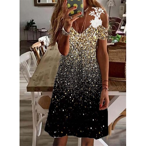 Women's Casual Dress Midi Dress Gold Short Sleeve Color Gradient Lace Spring Summer V Neck 2022 S M L XL XXL 3XL
Women's Casual Dress Midi Dress Gold Short Sleeve Color Gradient Lace Spring Summer V Neck 2022 S M L XL XXL 3XL