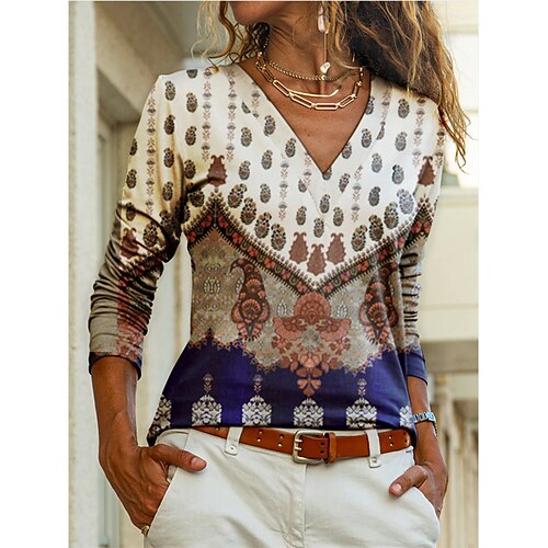 Mulheres Camiseta Preto Branco Tribal Patchwork Imprimir Manga Longa Casual Diário Étnico Decote V Padrão S
Mulheres Camiseta Preto Branco Tribal Patchwork Imprimir Manga Longa Casual Diário Étnico Decote V Padrão S