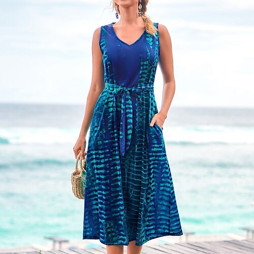 Women's A Line Dress Maxi long Dress Blue Sleeveless Tie Dye Lace up Pocket Cold Shoulder Spring Summer V Neck Casual 2022 S M L XL XXL
Women's A Line Dress Maxi long Dress Blue Sleeveless Tie Dye Lace up Pocket Cold Shoulder Spring Summer V Neck Casual 2022 S M L XL XXL