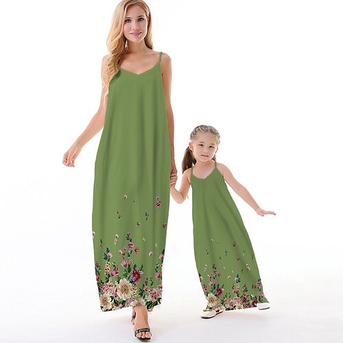 Mommy and Me Dresses Floral Causal Backless Green Blue Sleeveless Maxi Strap Dress Active Matching Outfits
Mommy and Me Dresses Floral Causal Backless Green Blue Sleeveless Maxi Strap Dress Active Matching Outfits