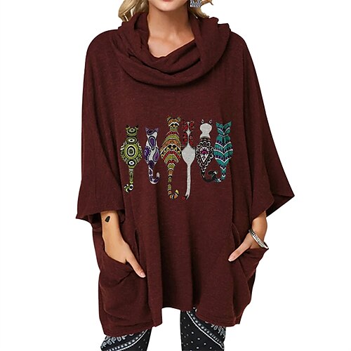 Women's Shift Dress Short Mini Dress Wine Army Green 3/4 Length Sleeve Cat Animal Pocket Print Fall Winter Hooded Casual Mature 2022 M L XL XXL 3XL 4XL 5XL
Women's Shift Dress Short Mini Dress Wine Army Green 3/4 Length Sleeve Cat Animal Pocket Print Fall Winter Hooded Casual Mature 2022 M L XL XXL 3XL 4XL 5XL