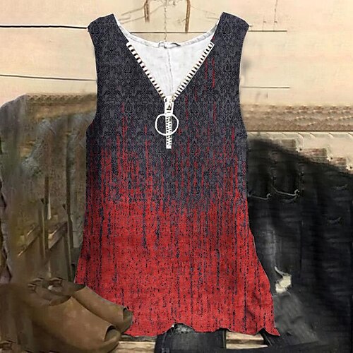 Women's Plus Size Tops Tank Top Color Gradient Zipper Print Sleeveless V Neck Streetwear Daily Holiday Cotton Spandex Jersey Spring Summer Red
Women's Plus Size Tops Tank Top Color Gradient Zipper Print Sleeveless V Neck Streetwear Daily Holiday Cotton Spandex Jersey Spring Summer Red