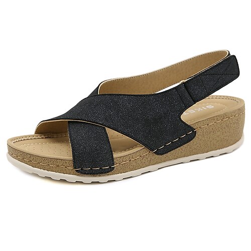 Women's Sandals Comfort Shoes Wedge Heel Round Toe Open Toe Elegant Casual Daily Office Walking Shoes PU Leather Magic Tape Spring Summer Solid Colored Almond Black
Women's Sandals Comfort Shoes Wedge Heel Round Toe Open Toe Elegant Casual Daily Office Walking Shoes PU Leather Magic Tape Spring Summer Solid Colored Almond Black