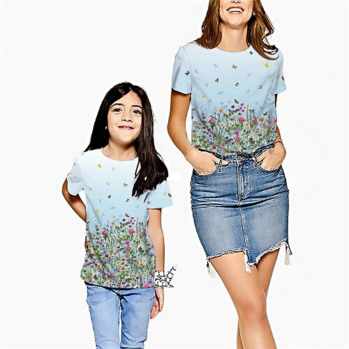 Mommy and Me T shirt Tops Butterfly Animal Street Print Blue Short Sleeve Active Matching Outfits
Mommy and Me T shirt Tops Butterfly Animal Street Print Blue Short Sleeve Active Matching Outfits
