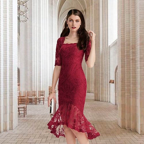 Havfrue Kjole til brudens mor Årgang Elegant Asymmetrisk lengde Firkantet hals Asymmetrisk Te-lengde Blonder Halvlange ermer med Drapert Appliqué 2023
Havfrue Kjole til brudens mor Årgang Elegant Asymmetrisk lengde Firkantet hals Asymmetrisk Te-lengde Blonder Halvlange ermer med Drapert Appliqué 2023