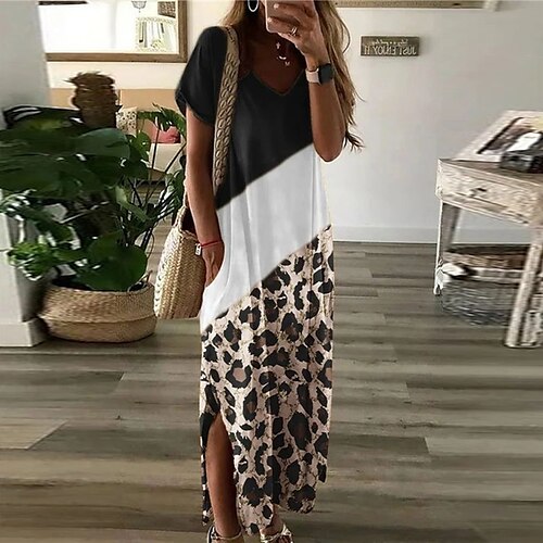 Dame Hverdagskjole Skift Kjole Lang kjole Maxikjole Sort Kortærmet Leopard Trykt mønster Forår Sommer V-hals Afslappet 2023 S M L XL
Dame Hverdagskjole Skift Kjole Lang kjole Maxikjole Sort Kortærmet Leopard Trykt mønster Forår Sommer V-hals Afslappet 2023 S M L XL