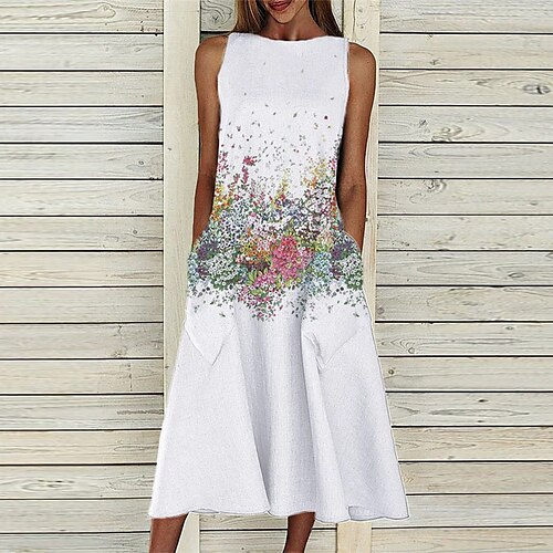 Mujer Vestido informal Vestido Midi Blanco Sin Mangas Floral Bolsillo Primavera Verano Cuello Barco 2022 S M L XL XXL 3XL
Mujer Vestido informal Vestido Midi Blanco Sin Mangas Floral Bolsillo Primavera Verano Cuello Barco 2022 S M L XL XXL 3XL