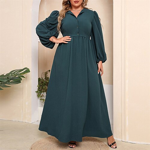 Women's Plus Size Holiday Dress Solid Color Shirt Collar Ruched Long Sleeve Fall Winter Vintage Maxi long Dress Back to School Holiday Dress
Women's Plus Size Holiday Dress Solid Color Shirt Collar Ruched Long Sleeve Fall Winter Vintage Maxi long Dress Back to School Holiday Dress