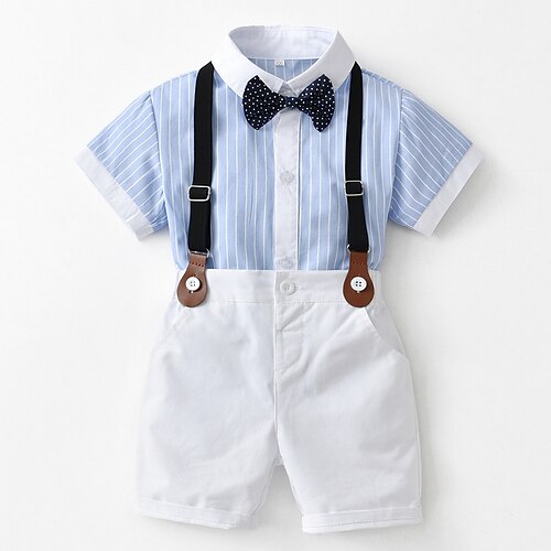 2 Pieces Kids Boys Shirt & Shorts Clothing Set Outfit Stripe Short Sleeve Bow Cotton Set Formal Daily Gentle Spring Summer 2-6 Years Navy Blue Light Blue
2 Pieces Kids Boys Shirt & Shorts Clothing Set Outfit Stripe Short Sleeve Bow Cotton Set Formal Daily Gentle Spring Summer 2-6 Years Navy Blue Light Blue