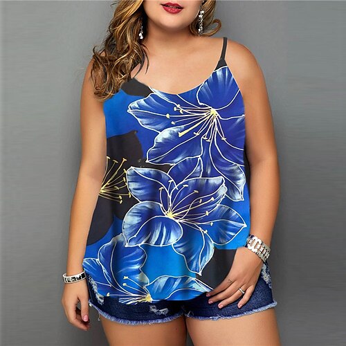 Women's Plus Size Tops Camisole Floral Leaf Backless Print Sleeveless Strap Streetwear Daily Going out Polyester Spring Summer Black Blue
Women's Plus Size Tops Camisole Floral Leaf Backless Print Sleeveless Strap Streetwear Daily Going out Polyester Spring Summer Black Blue