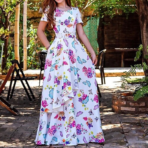 Women's A Line Dress Maxi long Dress White Short Sleeve Butterfly Animal Layered Print Spring Summer Square Neck Stylish Elegant Modern 2022 S M L XL XXL
Women's A Line Dress Maxi long Dress White Short Sleeve Butterfly Animal Layered Print Spring Summer Square Neck Stylish Elegant Modern 2022 S M L XL XXL