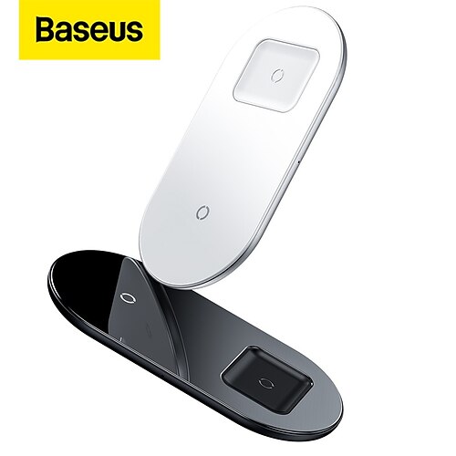 

BASEUS 2 in 1 Wireless Charger 15 W Output Power Wireless Charging Pad Fast Wireless Charging Lightweight Thin For Smart Watch iPhone 13 12 Pro Max SE2 XR Samsung Galaxy S22 S21 S20 AirPods