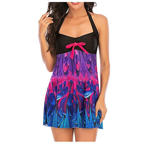 Women's Swimwear Tankini 2 Piece Plus Size Swimsuit Backless Print Graphic Patterned Blue Purple Halter Bathing Suits New Stylish Vacation / Modern
Women's Swimwear Tankini 2 Piece Plus Size Swimsuit Backless Print Graphic Patterned Blue Purple Halter Bathing Suits New Stylish Vacation / Modern