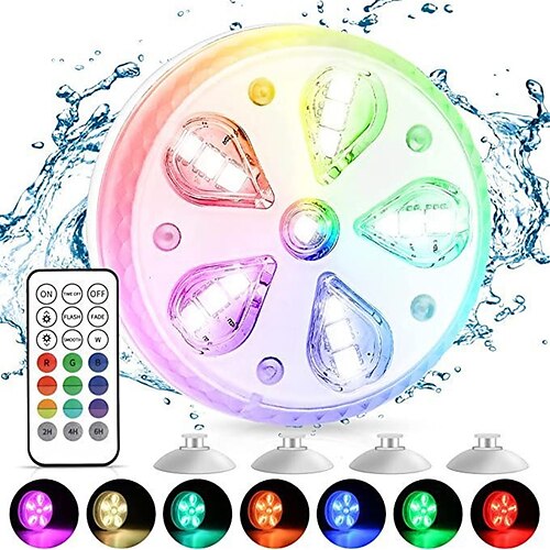 

Underwater Lights Submersible Lights Remote Controlled Decorative Multiple Use RGB Batteries Powered Swimming Pool 16 LED Beads 1pc 2W