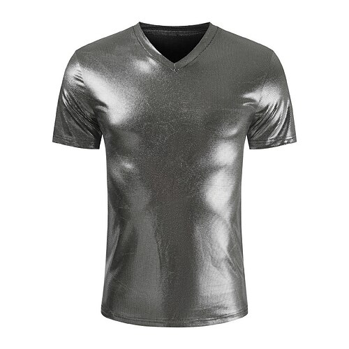 Men's T shirt Tee Solid Color V Neck Silver Gold Street Casual Short Sleeve Clothing Apparel Fashion Casual Comfortable / Summer / Summer / Beach
Men's T shirt Tee Solid Color V Neck Silver Gold Street Casual Short Sleeve Clothing Apparel Fashion Casual Comfortable / Summer / Summer / Beach