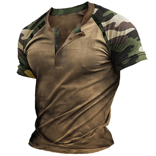 Men's Henley Shirt T shirt Tee 3D Print Graphic Patterned Color Block Camo / Camouflage Henley Street Casual Button-Down Print Short Sleeve Tops Designer Basic Classic Comfortable Brown / Summer
Men's Henley Shirt T shirt Tee 3D Print Graphic Patterned Color Block Camo / Camouflage Henley Street Casual Button-Down Print Short Sleeve Tops Designer Basic Classic Comfortable Brown / Summer