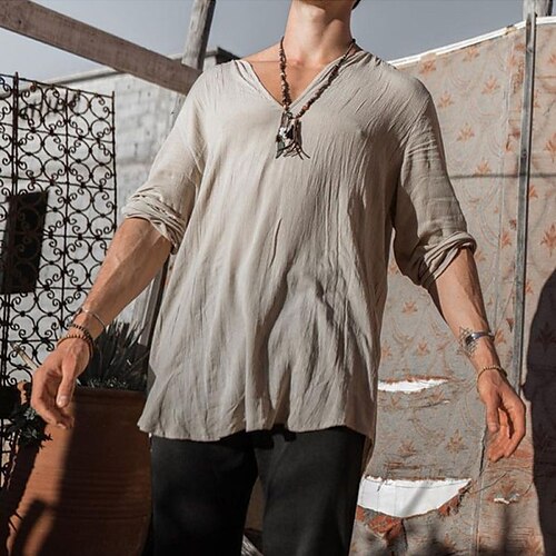 Men's Shirt Solid Color V Neck Street Casual Long Sleeve Tops Casual Fashion Comfortable Gray
Men's Shirt Solid Color V Neck Street Casual Long Sleeve Tops Casual Fashion Comfortable Gray