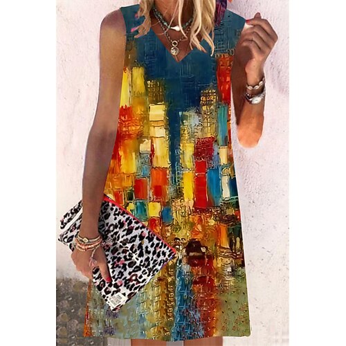 Women's Shift Dress Short Mini Dress Navy Blue Sleeveless Color Block Print Spring Summer V Neck Casual Vacation 2022 S M L XL XXL 3XL
Women's Shift Dress Short Mini Dress Navy Blue Sleeveless Color Block Print Spring Summer V Neck Casual Vacation 2022 S M L XL XXL 3XL