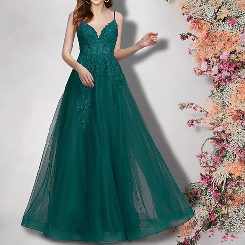 A-Line Bridesmaid Dress V Neck Sleeveless Sexy Floor Length Lace / Tulle with Appliques 2022
A-Line Bridesmaid Dress V Neck Sleeveless Sexy Floor Length Lace / Tulle with Appliques 2022