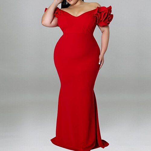 Women's Plus Size Party Dress Solid Color V Neck Ruffle Short Sleeve Spring Summer Prom Dress Maxi long Dress Party Back to School Dress / Homecoming Dress
Women's Plus Size Party Dress Solid Color V Neck Ruffle Short Sleeve Spring Summer Prom Dress Maxi long Dress Party Back to School Dress / Homecoming Dress