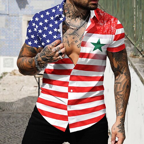 Men's Shirt National Flag Turndown Street Casual 3D Button-Down Short Sleeve Tops Casual Fashion Comfortable Beach Red / White
Men's Shirt National Flag Turndown Street Casual 3D Button-Down Short Sleeve Tops Casual Fashion Comfortable Beach Red / White