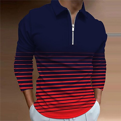 Men's Collar Polo Shirt Golf Shirt Striped Turndown Blue 3D Print Outdoor Street Long Sleeve Zipper Print Clothing Apparel Fashion Designer Casual Breathable / Summer / Spring / Summer
Men's Collar Polo Shirt Golf Shirt Striped Turndown Blue 3D Print Outdoor Street Long Sleeve Zipper Print Clothing Apparel Fashion Designer Casual Breathable / Summer / Spring / Summer