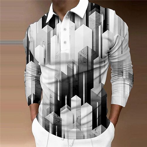 Per uomo POLO Camicia da golf Golf Geometria Collo ripiegabile Nero Stampa 3D Informale Giornaliero Manica lunga Bottone giù Stampa Abbigliamento Di tendenza Originale Informale Traspirante / Sport
Per uomo POLO Camicia da golf Golf Geometria Collo ripiegabile Nero Stampa 3D Informale Giornaliero Manica lunga Bottone giù Stampa Abbigliamento Di tendenza Originale Informale Traspirante / Sport