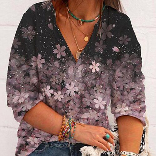 Women's Plus Size Tops Blouse Shirt Floral Print 3/4 Length Sleeve V Neck Streetwear Vacation Going out Polyester Spring Summer Green Blue
Women's Plus Size Tops Blouse Shirt Floral Print 3/4 Length Sleeve V Neck Streetwear Vacation Going out Polyester Spring Summer Green Blue