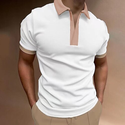 Men's Golf Shirt Color Block Turndown Street Casual Button-Down Short Sleeve Tops Casual Fashion Breathable Comfortable Khaki
Men's Golf Shirt Color Block Turndown Street Casual Button-Down Short Sleeve Tops Casual Fashion Breathable Comfortable Khaki