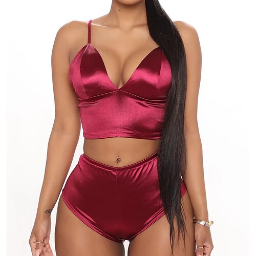 Women's Sexy Lingerie Lingerie Set 2 Pieces Pure Color Simple Fashion Soft Home Street Bed Satin Straps Sleeveless Backless Chest pads Summer Lotus Pink Black / Sweet / Valentine's Day
Women's Sexy Lingerie Lingerie Set 2 Pieces Pure Color Simple Fashion Soft Home Street Bed Satin Straps Sleeveless Backless Chest pads Summer Lotus Pink Black / Sweet / Valentine's Day