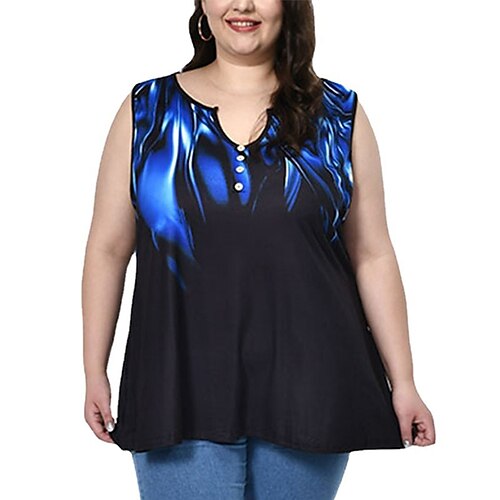 Women's Plus Size Tops Tank Top Color Gradient Button Print Sleeveless V Neck Streetwear Preppy Daily Going out Polyester Spring Summer Blue
Women's Plus Size Tops Tank Top Color Gradient Button Print Sleeveless V Neck Streetwear Preppy Daily Going out Polyester Spring Summer Blue