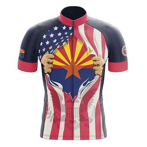 21Grams Men's Cycling Jersey Short Sleeve Bike Top with 3 Rear Pockets Mountain Bike MTB Road Bike Cycling Breathable Quick Dry Moisture Wicking Reflective Strips Red American / USA Polyester Spandex
21Grams Men's Cycling Jersey Short Sleeve Bike Top with 3 Rear Pockets Mountain Bike MTB Road Bike Cycling Breathable Quick Dry Moisture Wicking Reflective Strips Red American / USA Polyester Spandex