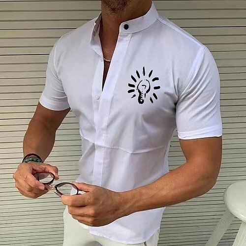 Men's Shirt Solid Color bulb Standing Collar Street Casual Button-Down Half Sleeve Tops Designer Casual Fashion Breathable A B White / Summer
Men's Shirt Solid Color bulb Standing Collar Street Casual Button-Down Half Sleeve Tops Designer Casual Fashion Breathable A B White / Summer