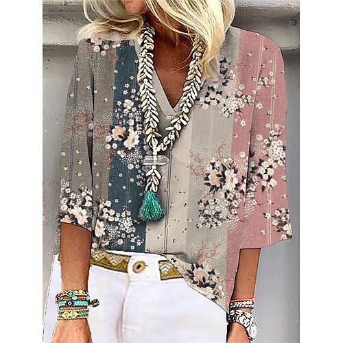 Women's Blouse Flower Casual Daily Holiday Boho Blouse Shirt 3/4 Length Sleeve Patchwork Print V Neck Casual Boho Loose Rainbow S / 3D Print
Women's Blouse Flower Casual Daily Holiday Boho Blouse Shirt 3/4 Length Sleeve Patchwork Print V Neck Casual Boho Loose Rainbow S / 3D Print