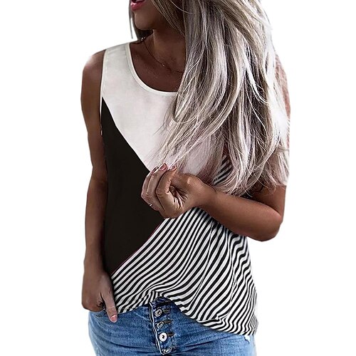 cross-border 2021 summer new amazon round neck contrast stripe print loose vest sleeveless ladies t-shirt women
cross-border 2021 summer new amazon round neck contrast stripe print loose vest sleeveless ladies t-shirt women