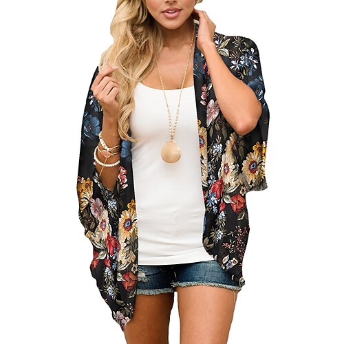 Women's Shrugs Green Pink Yellow Leopard Floral Print Short Sleeve Holiday Beach Streetwear Casual V Neck Regular Loose Fit Floral S / 3D Print
Women's Shrugs Green Pink Yellow Leopard Floral Print Short Sleeve Holiday Beach Streetwear Casual V Neck Regular Loose Fit Floral S / 3D Print