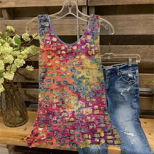 Women's Plus Size Tops Tank Top Color Gradient Print Sleeveless V Neck Streetwear Daily Holiday Cotton Spandex Jersey Spring Summer Rainbow Navy Blue
Women's Plus Size Tops Tank Top Color Gradient Print Sleeveless V Neck Streetwear Daily Holiday Cotton Spandex Jersey Spring Summer Rainbow Navy Blue