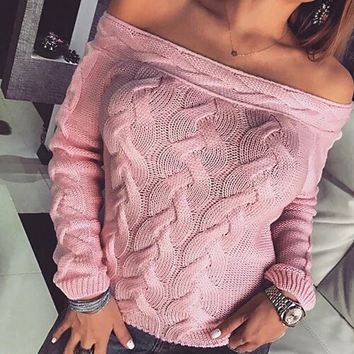 Women's Sweater Jumper Knit Knitted Cold Shoulder Pure Color Off Shoulder Stylish Casual Home Daily Fall Winter White Black M L XL / Long Sleeve / Regular Fit / Going out
Women's Sweater Jumper Knit Knitted Cold Shoulder Pure Color Off Shoulder Stylish Casual Home Daily Fall Winter White Black M L XL / Long Sleeve / Regular Fit / Going out
