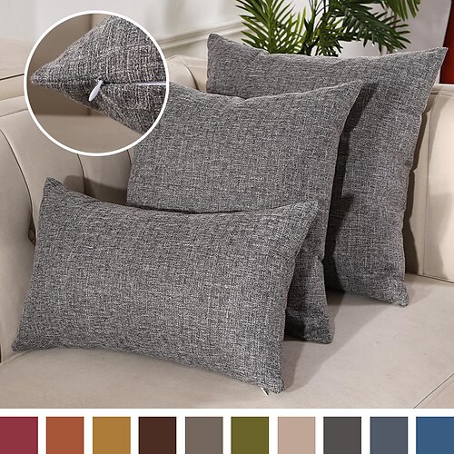 

PillowCase High Quality Cotton Solid Color Simplicity Pillowcases Modern Sample Room Faux Linen Cushion Cover Patio Throw Pillow Covers for Garden Farmhouse Bench Couch